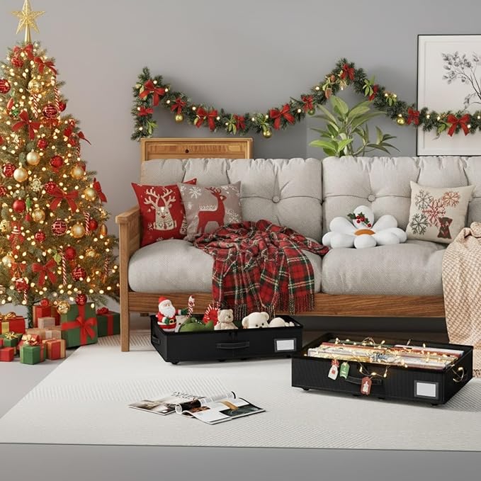 Underbed Storage With Wheels, No Assembly Required - 5.5 Inch Height Black Underbed Bins, Low Profile Rolling Shoe Storage Containers for Dorm