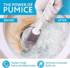 IMPRESA Pumice Stone Toilet Cleaner with Handle - 2 Count, White Hard Water Stain Remover & Toilet Bowl Cleaner - Versatile Pool Tile & Grout Cleaning Tool