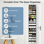 Over The Door Organizer, 8 Shelf Door Hanging Organizers with 8 Large Capacity Pockets, Back of Door Organizer Storage Hanging Shelves for Closet Bathroom Bedroom Nursery