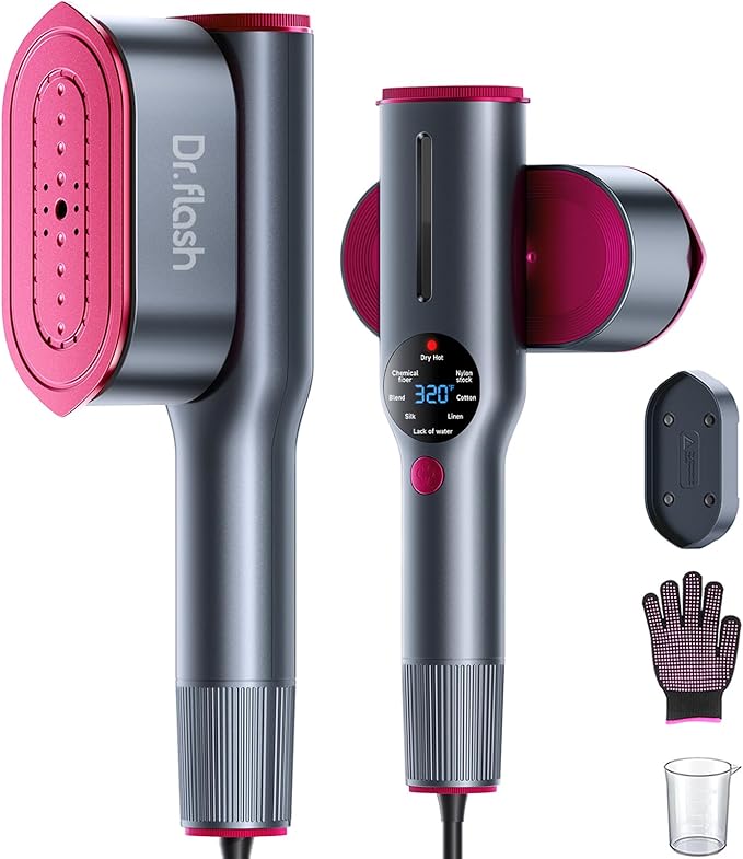 DRFLASH 2-in-1 Steamer & Iron for Clothes,15s Fast Heat-up 1200W Portable Handheld Garment Steamer,Travel Size with Large Ceramic Heat Panel,Quick Wrinkle Removal,110V-120V