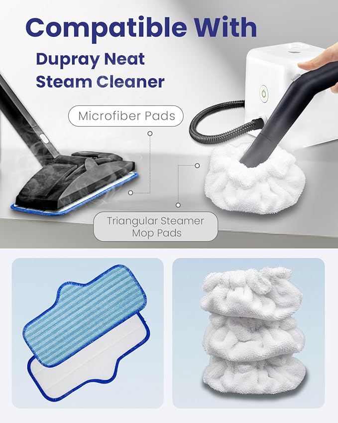 Steam Cleaner Accessories Compatible with Dupray Steam Cleaner, Triangle Microfiber Bonnet for Neat Steam Cleaner & Microfiber Pads, 3+3 Reusable Steamer Cloth Cover Cleaning Steam Mop Pad