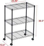 3 Tier Wire Shelving Unit Storage Rack, Metal Heavy Duty Utility Organizers, Organization Units for Metal Shelves, Pantry, Garage, Laundry Racks Durable Shelf Stand, 14"W x 24"L x 30"H, Black