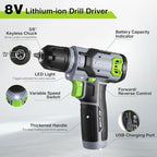 WORKPRO Cordless Power Drill Set, 8V Cordless Drill Driver Set with 53pcs Bits, 2.0Ah Electric Tool Kit with 3/8" Keyless Chuck and Variable Speed Trigger, Portable for Home Improvement, DIY