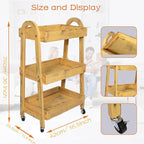 3-Tier Rolling Utility Cart with Lockable Wheels Storage Slim Storage Heavy Duty Cart Mobile Shelving Unit Craft Narrow Organizer for Bathroom Laundry Kitchen (Vintage Yellow)
