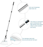 Garden Rake for Leaves, Heavy Duty Metal Adjustable Leaf Rake for Lawns, Length 37"-68", Adjustable Expandable Head 8"-15", Garden Tools for Lawn Garden Yard Flowers Beds Bush