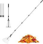 Garden Rake for Leaves, Heavy Duty Metal Adjustable Leaf Rake for Lawns, Length 37"-81", Adjustable Expandable Head 8"-15", Garden Tools for Lawn Garden Yard Flowers Beds Bush