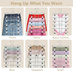 Pants Hangers with Clips,Space Saving Hanging Closet Organizer-6 Tiers Skirt Hangers with 360° Swivel Hook,Closet Organizer-Clothes Hangers- College Dorm Essentials Apartment Essentials- 4 Pack