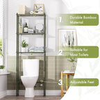 AmazerBath Bamboo Over The Toilet Storage Shelf, 3-Tier Over Toilet Bathroom Organizer Rack, Bathroom Shelves Over Toilet Space Saver, Forest Green