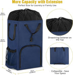 110L Backpack Laundry Bag, Laundry Backpack Heavy Duty with Shoulder Straps, Collapsible and Mesh Pocket Back to School Supplies Hamper Bag for College, Travel, Laundromat, Apartment Blue