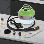 Dyna-Living Steam Cleaner 2500W Steamer for Cleaning with 1400ml Water Tank Steam Cleaner Handheld for Home Use, High-Pressure Steamer Cleaner for Car, Portable Car Steamer for Auto Detailing, Green