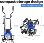 BILT HARD Tiller Cultivator 16 inch, 13.5 Amp 6 Steel Tines Tillers for Gardening Foldable, Electric Garden Rototiller with Adjustable Wheels