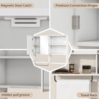 Wooden Bathroom Organizers, Over The Toilet Storage Cabinet with 2 Doors, Adjustable Shelves & Towel Bar, Wall Mounted Medicine Cabinet for Laundry with Mirror, White