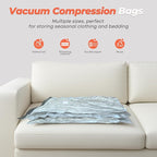 Vacbird Vacuum Seal Bags for Clothing with Rechargeable Cordless Pump, 24 Pack Vacuum Storage Bags, Compression Packing for Clothes Bedding Blanket Pillows Comforters