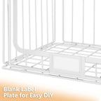 3-Pack Hanging Laundry Organizer, Stackable Wire Shelf Storage with Label Cards, Foldable Metal Baskets with 360 Rotating Hooks, Space-Saving for Laundry Room, Closet & Pantry, 11"15" Large, White