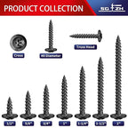 #8 x 1/2" Wood Screw 500Pcs Alloy Steel Standard Thread Truss Head Fast Self Tapping Black Oxide by SG TZH