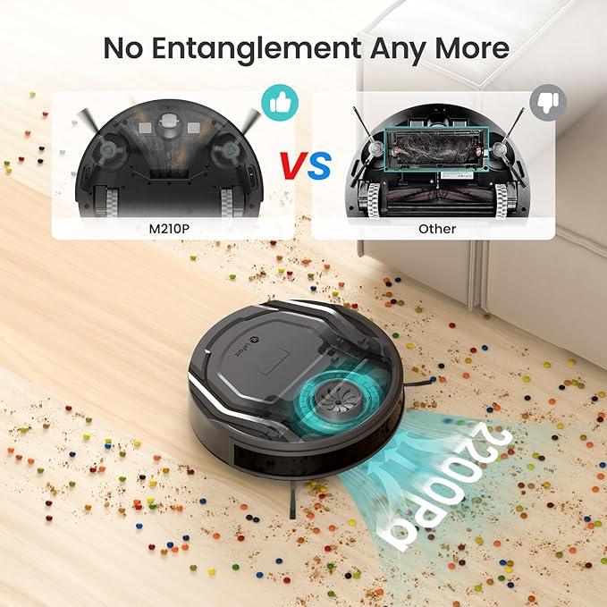 Lefant M210P Robot Vacuum, Powerful Suction, Quiet, Ultra-Slim, 120 Mins Runtime, Self-Charging Robotic Vacuum Cleaner, WiFi/App/Alexa Control, Ideal for Pet Hair & Hard Floors