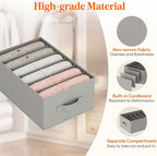 Lifewit 3 Pack Clothes Organizer, 6 Grids Closet Jean Storage Bins with Handles and Support Boards, Foldable Drawer Organizer for Sweater, Pants, T-shirt, Dress, Grey, Size 16.5''x10.6''x7.1''