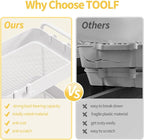 TOOLF 4-Tier Metal Rolling Cart with Wheels, Storage Utility Organizer Cart for Kitchen, Bathroom, Office, Baby Essentials & Makeup - Lockable Casters, Easy Assembly, Large Capacity, White