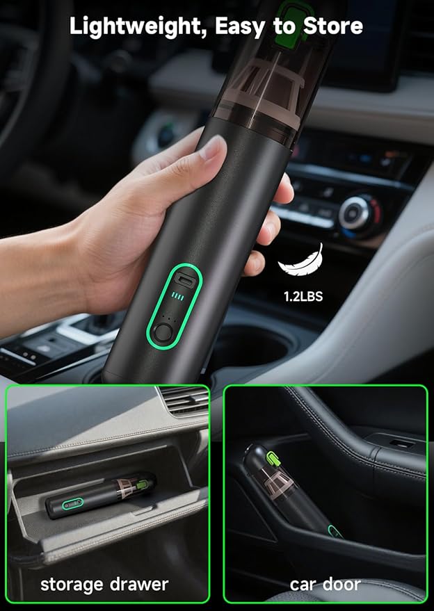 Car Vaccum, Rapair VC28 Handheld Vacuum, 4-in-1 Mini Vacuum Cleaner with 20000pa Suction Power, Rechargeable Vacuum with 3 Suction Modes, Portable Cordless Vacuum for Car, Home, Office Desk, Keyboards