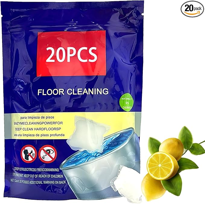 Hard Floor Cleaner,Lemon Scent 20 Count (1Pack) Made From Natural Ingredients,Safe for All Hard Floors,Perfect for Variety of Mop Buckets (Lemon-20)
