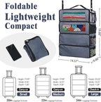 Suitcase Organizer, Carry-On Closet Luggage Organizer Accessories - Foldable, Hangable Portable Hanging Travel Shelves with Shoulder Strap - Medium, Gray