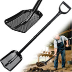 Heavy Duty Sifting Shovel with Adjustable Handle (26"-48") – Metal Sand Sifter Scoop with D-Grip for Chicken Coop, Beach, Farm Goat Stall & Garden Poop Cleaning – Durable Mesh Design