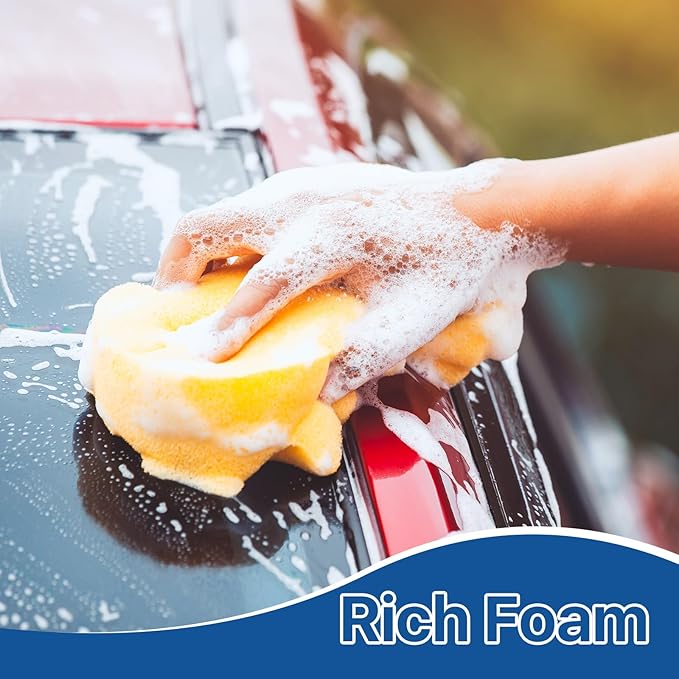 24 Pcs Large Cleaning Sponge, 7.5 x 5.5 x 1.9 Inch Grout Sponge, Yellow Car Wash Sponge, Multipurpose Large Sponges for Cleaning Kitchen, Window, Car, Bicycle