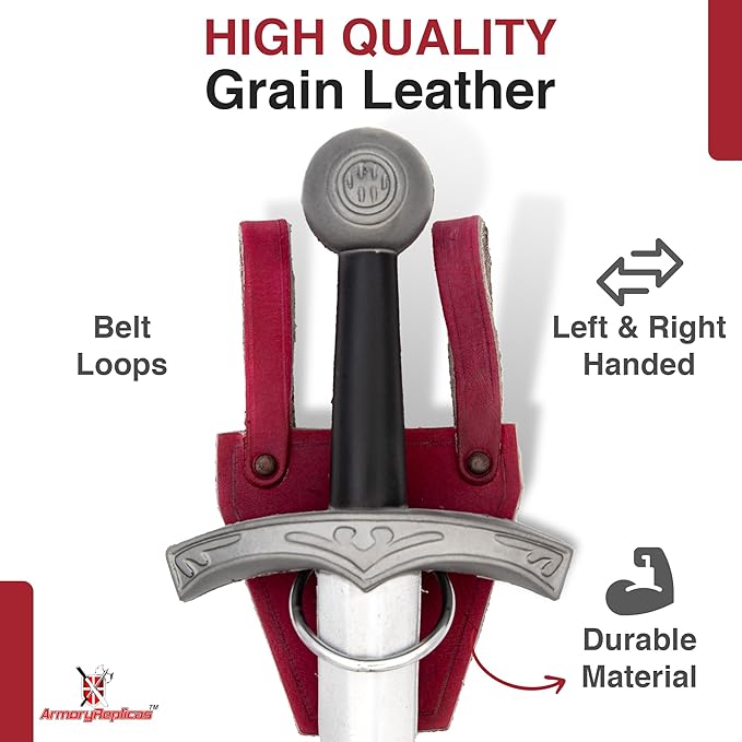 Armory Replicas - Ring Leather Universal O-Ring Medieval Style Axe Holder Belt Frog - Hand Crafted Genuine Leather Costume Weapon Holster Holder
