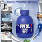 Pipe Gel, Pipe Drain Cleaner 10.6OZ, Professional Drain Opener for Kitchen Sink, Pipe Dredging Cleaner for Kitchen Sinks, Shower Drains, Tubs