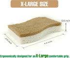 Natural Sponges Kitchen - 6 X-Large Biodegradable Non-Scratch Dish Scrubber, Multipurpose Compostable Sponges for Dishes, Cleaning Scrub Sponge Brush for Dishwashing