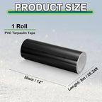 PATIKIL Awning Repair Tape 8m x 30cm Waterproof Canvas Tape High Adhesive Tear Repair Patch Kit for PVC Tarpaulin Tent Awning Fabric RV Sail Boat Cover, Black (11.81" x26.24ft)