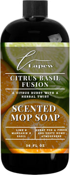 Lapew Citrus Basil Scented Mop Soap - Luxury Floor Cleaner Concentrate for Mopping Tile, Laminate, Vinyl & Hardwood | Streak-Free, Low-Foam | 36 oz