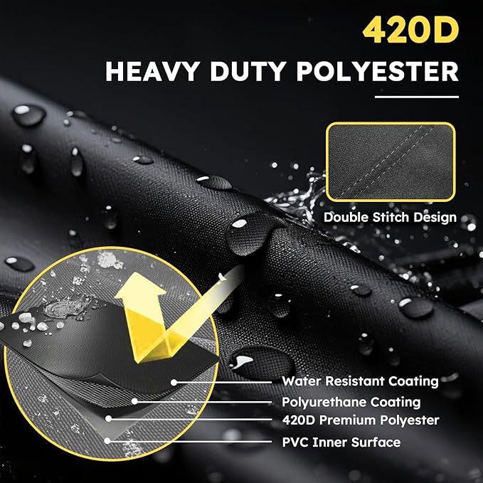Tiller Cover, Rototiller Covers, 420D Silver-Coated Waterproof Fabric, Adjustable Drawstring Hem, Green Handle & Rear Waist Band – Fits Most Tillers (Black, Gas Tiller Cover)