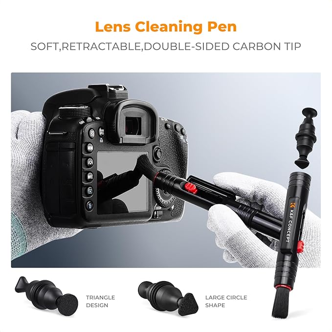 K&F Concept Professional Camera Cleaning Kit - Sensor Cleaner, APS-C & Full-Frame Swabs, Air Blower, Lens Brush, Gloves, Lens Cloths, Carry Case, Lens Cleaning Kit for FF DSLR & Mirrorless Cameras
