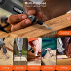 Mini Cordless Rotary Tool, 5-Speed Grinder Kit with 72 Accessories and Front LED Light, Type-C Charging Art Craft Tool for Engraving, Sanding, Polishing, Drilling, Grinding Gray
