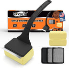 Grill Brush Bristle Free, Grill Brush with 5 Replacement Heads, Grill Cleaner Brush for Outdoor Grill, Cast Iron, Stainless Steel Grates, Grill Scraper Outdoor BBQ Grill, Dad Father Gift, Black
