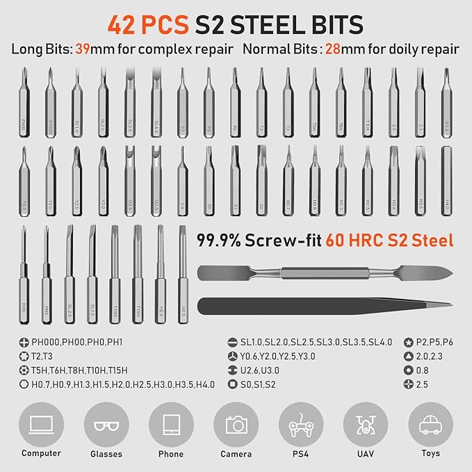 ZOE Electric Screwdriver, Mini Precision Screwdriver Set Cordless Screw driver Kit Small Power Magnetic Storage Bits, Settings Repair Tool Kit for Electronics Laptop Phone Camera Glasses Watch