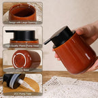 INGOFIN Ceramic Lotion Dispenser - 12 oz Refillable Hand Soap Dispenser Bathroom, Modern Liquid Soap Dispenser with Pump, Dish Dispenser for Kitchen,Kiln-Glazed Red