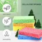 Cellulose Sponges,Heavy Duty Scrub Kitchen Sponge,Clean Tough Messes Without Scratching Sponges Kitchen,Pop Up Eco Sponges DIY Orange (6 Pack)