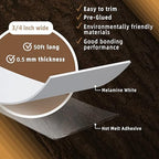 GSCIT Club Melamine Edge Banding, 3/4 inch x 50ft White Edge Banding with Hot Melt Adhesive Pre-glued Cabinet Edge Banding Flexible White Veneer Edging for Plywood Furniture Table