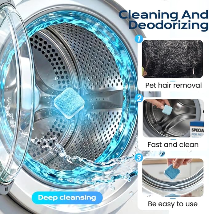 12 Pack Washing Machine Cleaner Tablets for HE Front & Top Load Washers, Deep Cleaning Washer Tablets Help Reduce Odors, Residue & Lint Buildup, Easy Dissolving Laundry Machine Cleaner (12)
