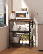 Kitchen Rolling Cart with Power Strip, 3 Tier Microwave Stand on Lockable Wheels, Small Utility Cart with Storage, Coffee bar&Tea Table, Organizer Shelves for Kitchen, Office, Living Room