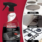 Weiman 2-Pack Cooktop Cleaning Spray & Microfiber Cloth – Cooktop & Oven Cleaner for Streak & Residue Free - Non-Abrasive Degreaser Safe for Glass & Ceramic