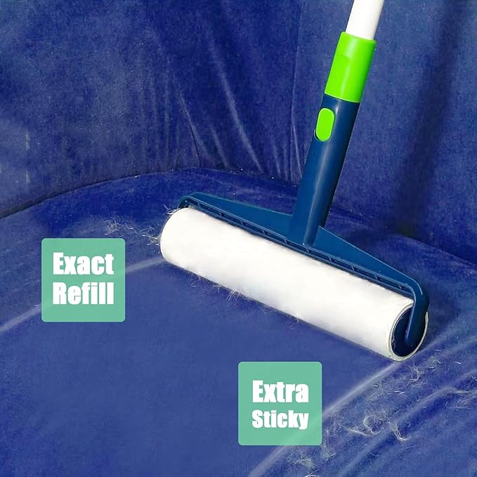 9.8 inch Large Lint Roller Refills Only, 9.8'' Extra-Wide Lint Roller Refill Pack of 5 Rolls Total 300 Sheets for Pet Hair Remover Home Floor Carpet Clothing Sofa Cleaning (9.8'' Wide)
