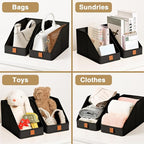 DIMJ Closet Organizers for Purses and Bag Storage, Small Storage Bins Foldable, Storage Baskets for Shelves, Wardrobe, Bedroom, Office - Fabric Cube Storage 4 Pack(Black, 5.9 x 11.8 x 6.7 in)