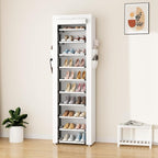 ROJASOP Shoe Rack with Covers 10 Tier Large Shoe Organizer Tall Shoe Closet Storage for 20-22 Pairs Shoe and Boot, Free Standing Shoe Rack Organizer for Closet, Entryway, Bedroom, White