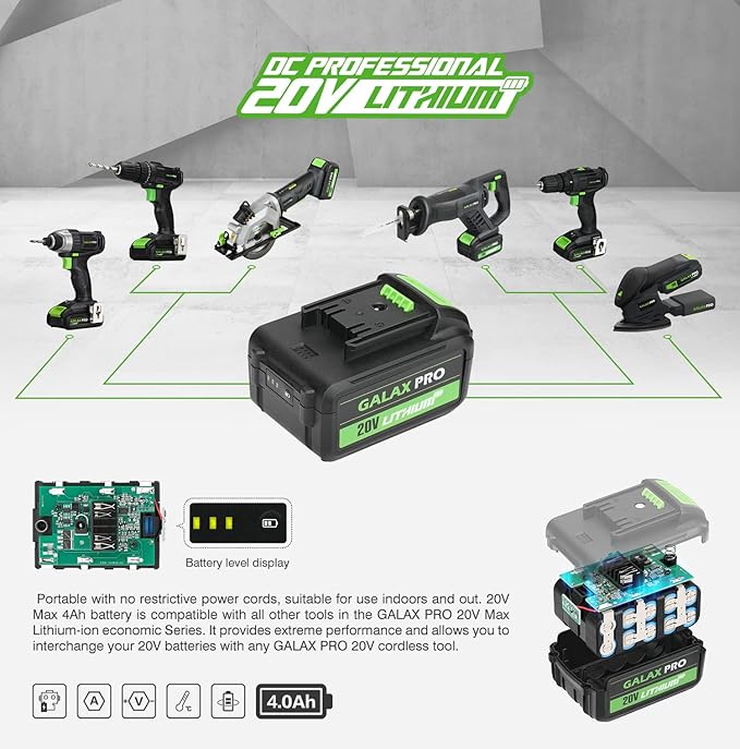 GALAX PRO Cordless Circular and Reciprocating Saw Combo Kit with 1pcs 4.0Ah Lithium Battery and One Charger, 7 Saw Blades and Tool Bag
