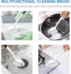 SetSail Dish Brush with Handle, 2 Pack Stiff Bristles Dish Scrubber with Built-in Scraper Dish Scrub Brushes for Cleaning Dishes, Pots and Pans, Kitchen Sink, White