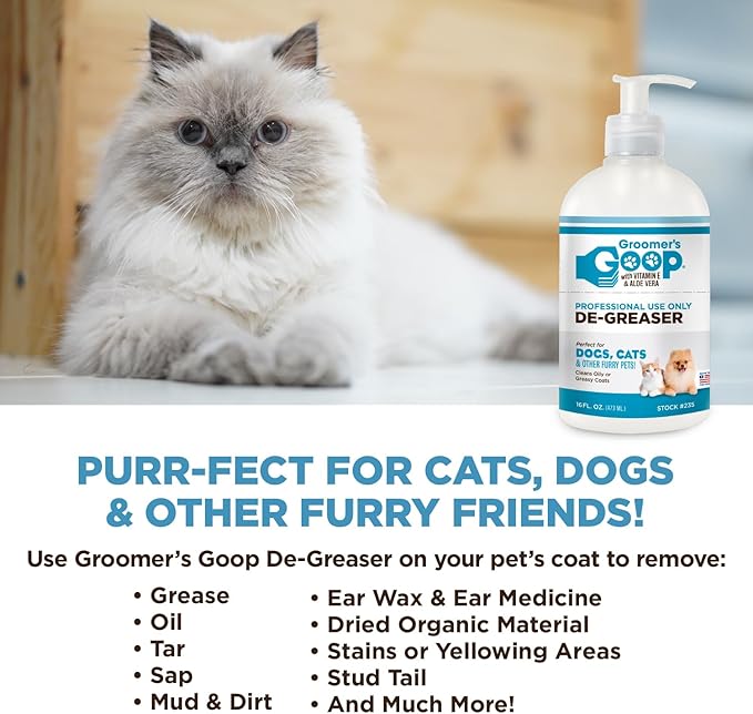 Groomer's Goop Pre-Bath Treatment De-Greaser for Dogs & Cats - 16 oz Bottle