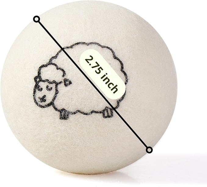 Hanamura 6 XXL Wool Dryer Balls - TÜV Tested 100% New Zealand Wool Balls for Dryer - Energy Saving & Baby-Safe Reusable Dryer Balls for Laundry - Non-Toxic Fabric Softener for WAD Free Laundry